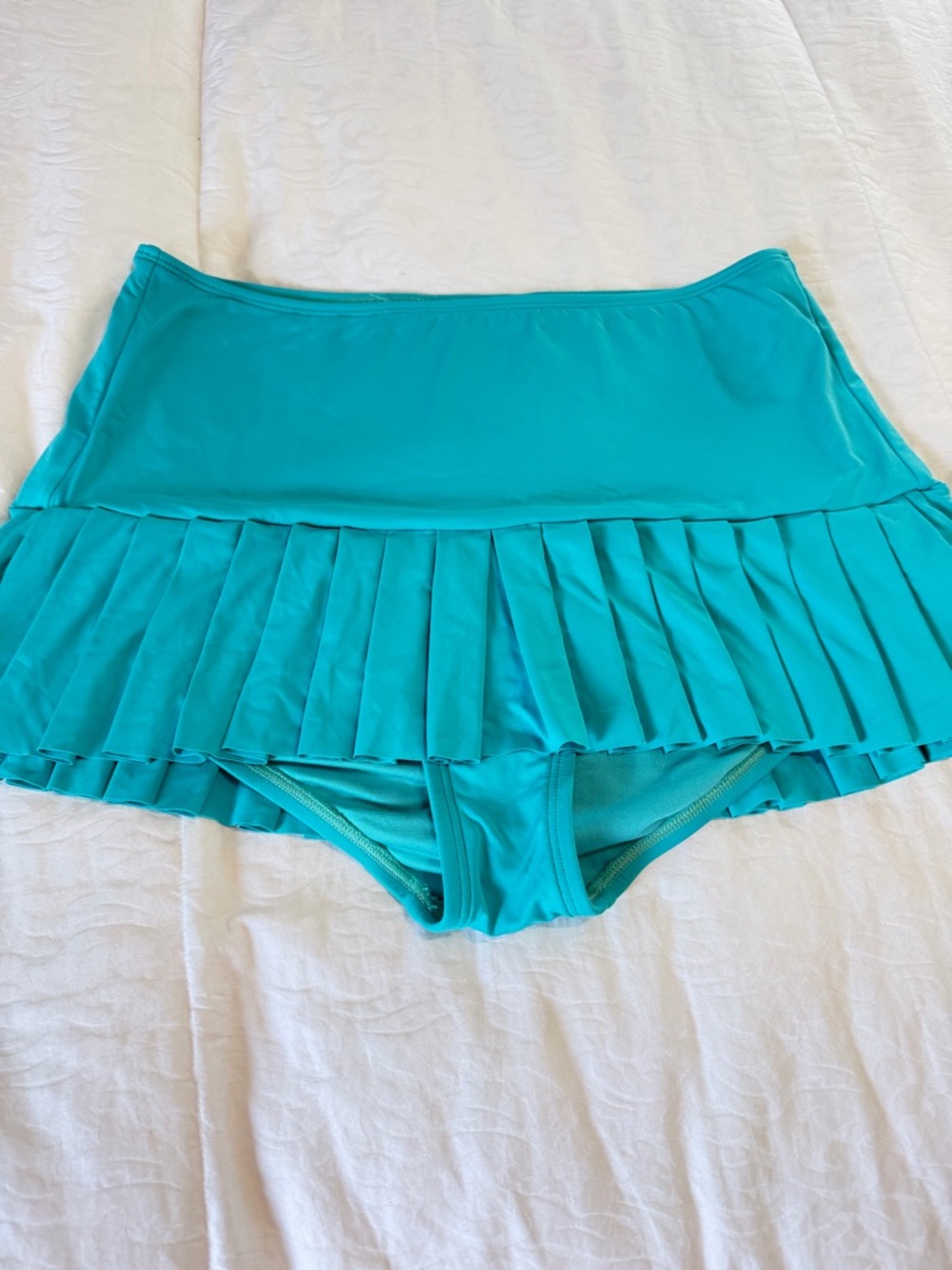 Beach House Swim Skort Bottom Teal Skirted Bikini Size 10 Stretch mommy modest